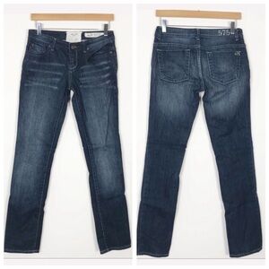 MAY75 575 Dark Wash Distressed Straight Leg Jeans